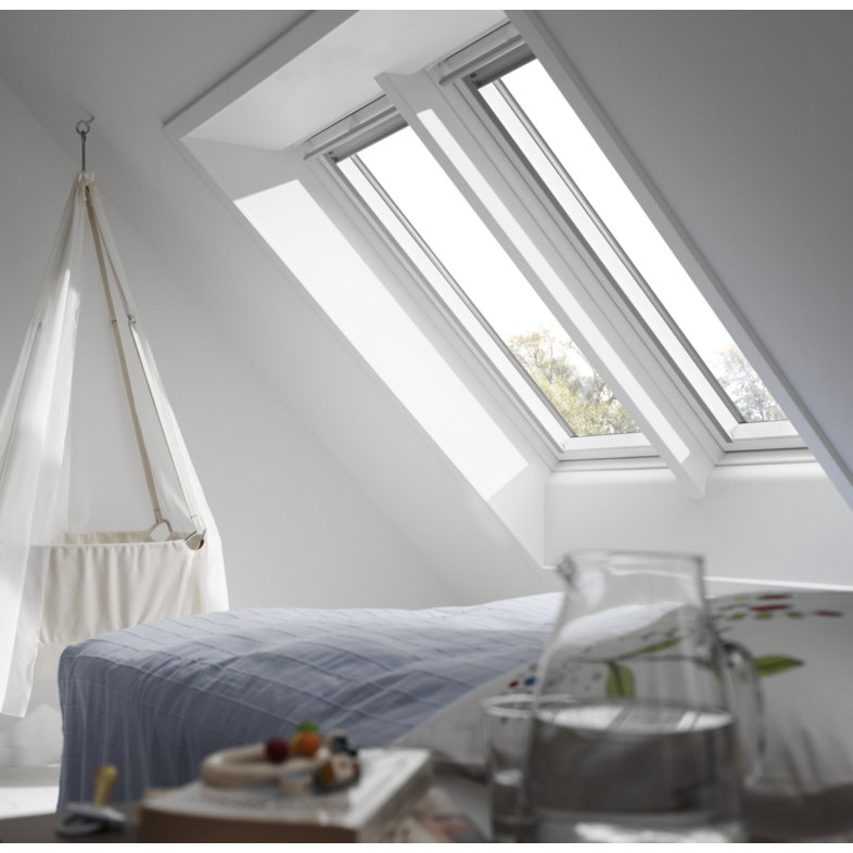 VELUX GGU CK02 0068 Triple Glazed Rain Noise Reduction White Polyurethane Centre-Pivot Roof Window (55 x 78 cm)