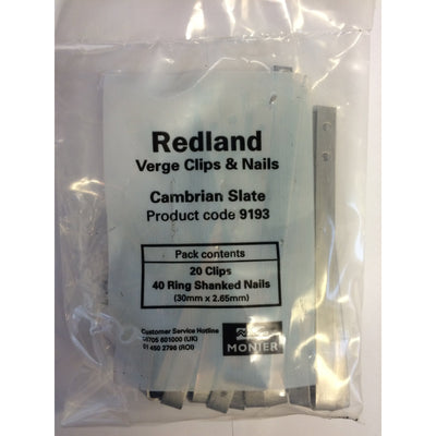 Redland Cambrian Verge Clips & Nails (pack of 20)